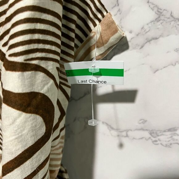 REISS Linen Blend Zebra Print Dress Size 10 Cream Brown Surplice Tie Waist Midi - Picture 8 of 14